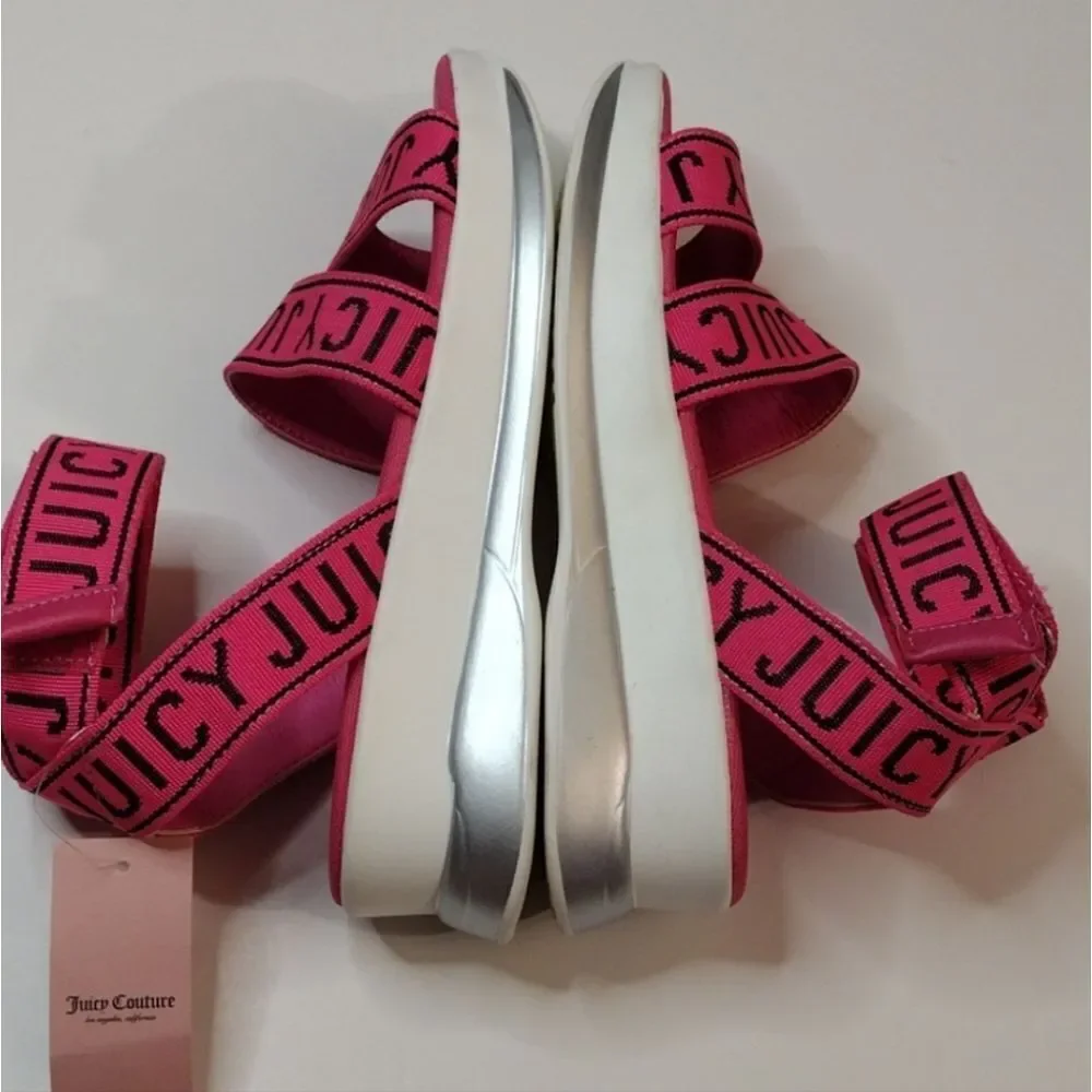 Juicy Couture Hot Pink Impulse SZ 8 Strappy Hook &‎ Loop Platform Sandals NWT